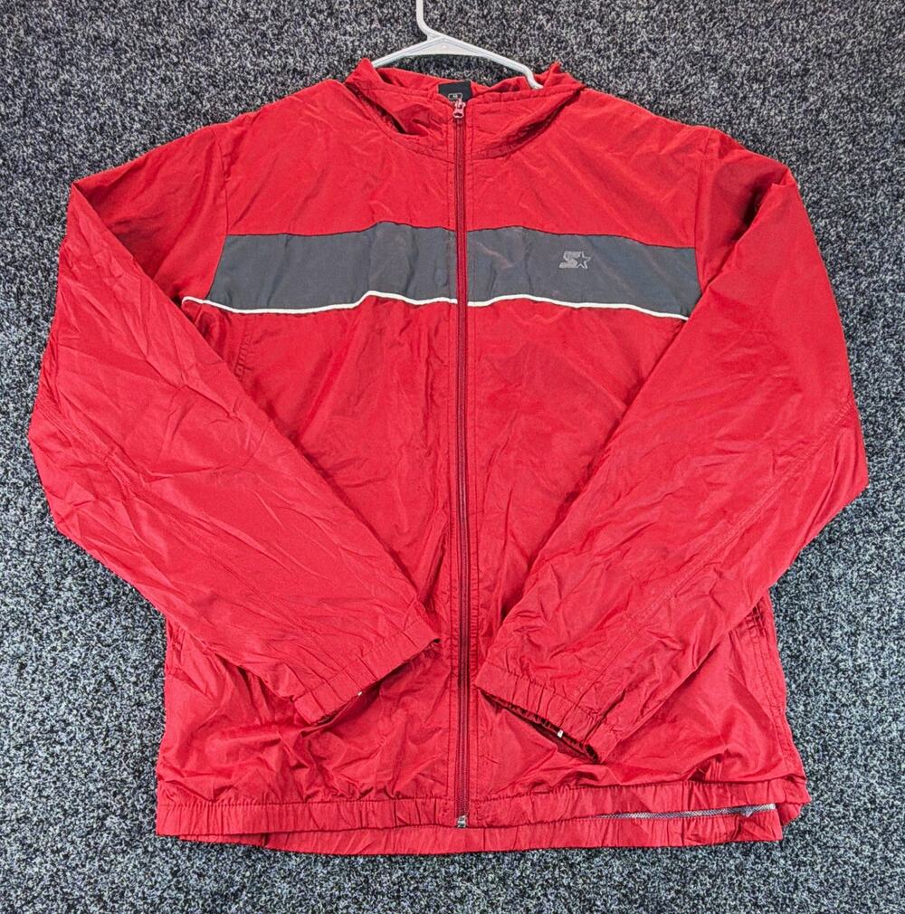 Starter Colorblock Windbreaker Jacket Men’s XL 46-48 Red Gray Full Zip Light